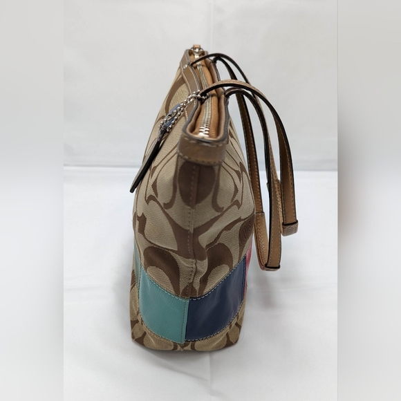 Coach - signature legacy stripe gold multicolor purse - Picture 3 of 11